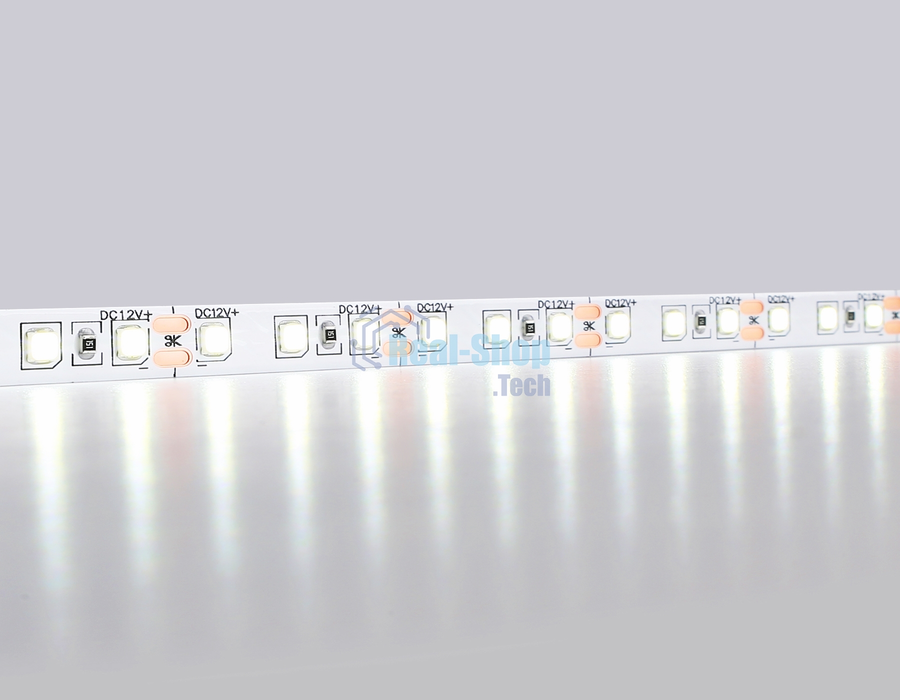 Светодиодная лента GS1103 2835 120Led/ 9.6W m/ 12V IP20 6500K/ 5000*8*1.2mm (2 конт.)