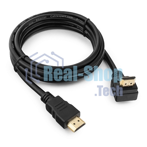 Кабель Cablexpert HDMI CC-HDMI490-6, 19M/19M, v2.0, медь, позол.разъемы, экран, угловой, 1.8м, черный, пакет