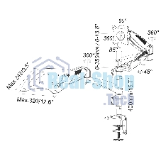 Кронштейн для монитора/ноутбука Cactus CS-VM-LH08-AL серебряный 13