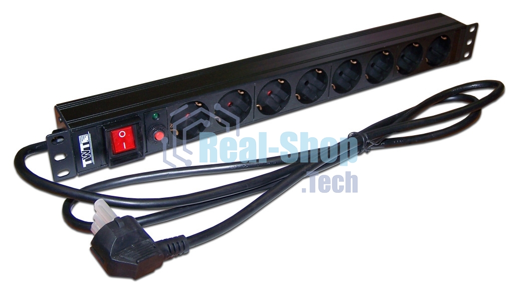 Блок распределения питания Lanmaster TWT-PDU19-16A8P-3.0 гор.размещ. 8xSchuko базовые 16A C14 3м