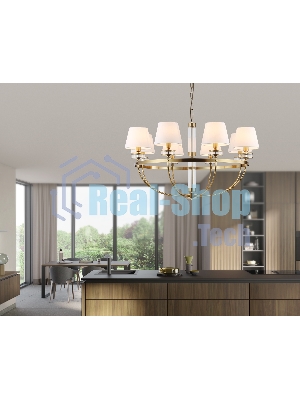 Люстра Ambrella light LH71253/8 BS/WH латунь/белый E14/8 max 40W D870*990