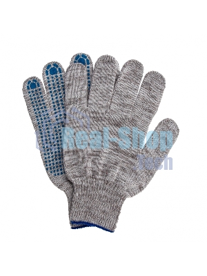 Перчатки трикотажные, с ПВХ точкой, серый меланж, 10 класс Россия