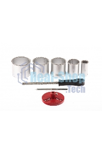 Набор коронок Matrix по керамич. плитке, 33-53-67-73-83 мм + напил., в пласт.боксе, 6-гран.хвост.