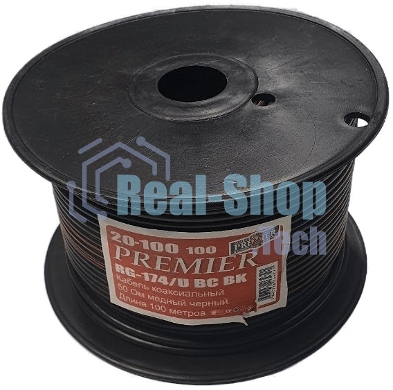 Кабель Premier RG-174/U BC BK 100м. черный (20-100 100)