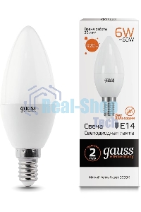 Лампа cветодиодная Gauss LED Elementary Candle 6W E14 2700K Арт. LD 33116