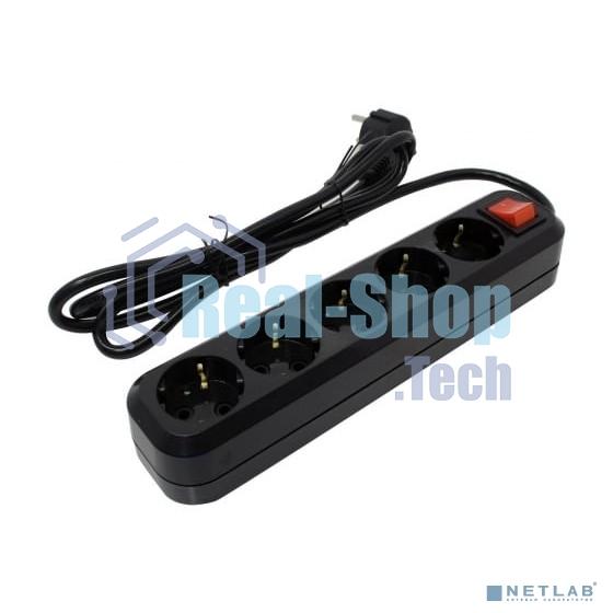 Сетевой фильтр 5bites SP5B-318 5S, 3x1.5 мм2, 16A, ABS, 1.8 м, черный