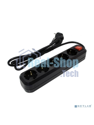 Сетевой фильтр 5bites SP5B-318 5S, 3x1.5 мм2, 16A, ABS, 1.8 м, черный