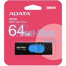 Флешка USB ADATA UV320 (AUV320-64G-RBKBL), 64Gb, USB 3.1, R/W 100/30, черный/синий