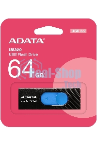 Флешка USB ADATA UV320 (AUV320-64G-RBKBL), 64Gb, USB 3.1, R/W 100/30, черный/синий