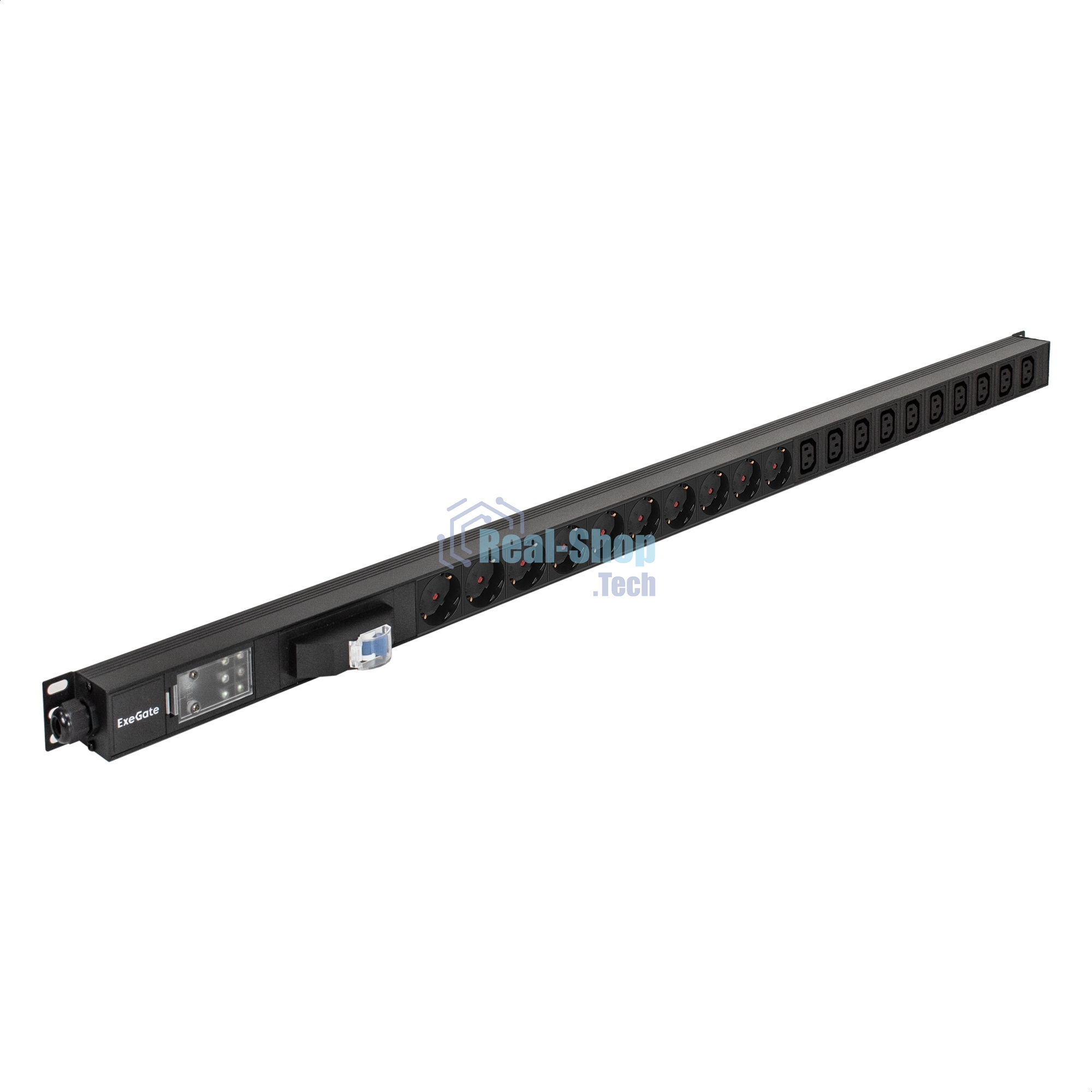 Вертикальный блок розеток с автоматом защиты ExeGate ServerPro PDU-V213 Al-10C1310S-T-1P (19