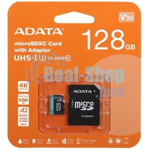 Флеш карта MICRO SDXC 128Gb W/AD. AUSDX128GUI3V30SA2-RA1 ADATA