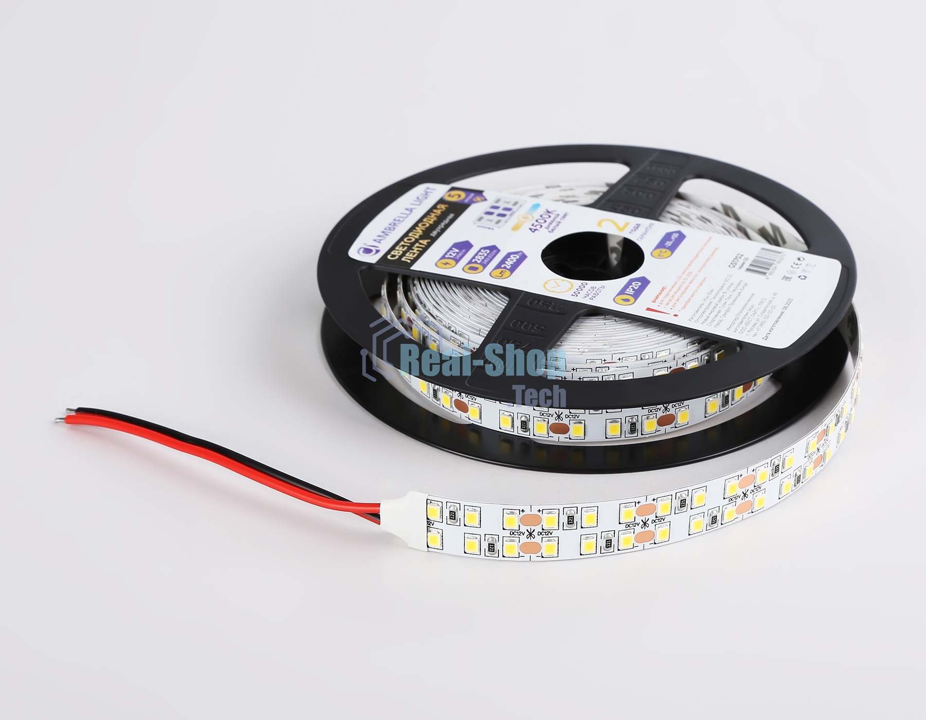 Светодиодная лента Ambrella light GS1702 2835 240Led/ 24W m/ 12V IP20 4500K/ 5000*14*1.2mm (2 конт.)