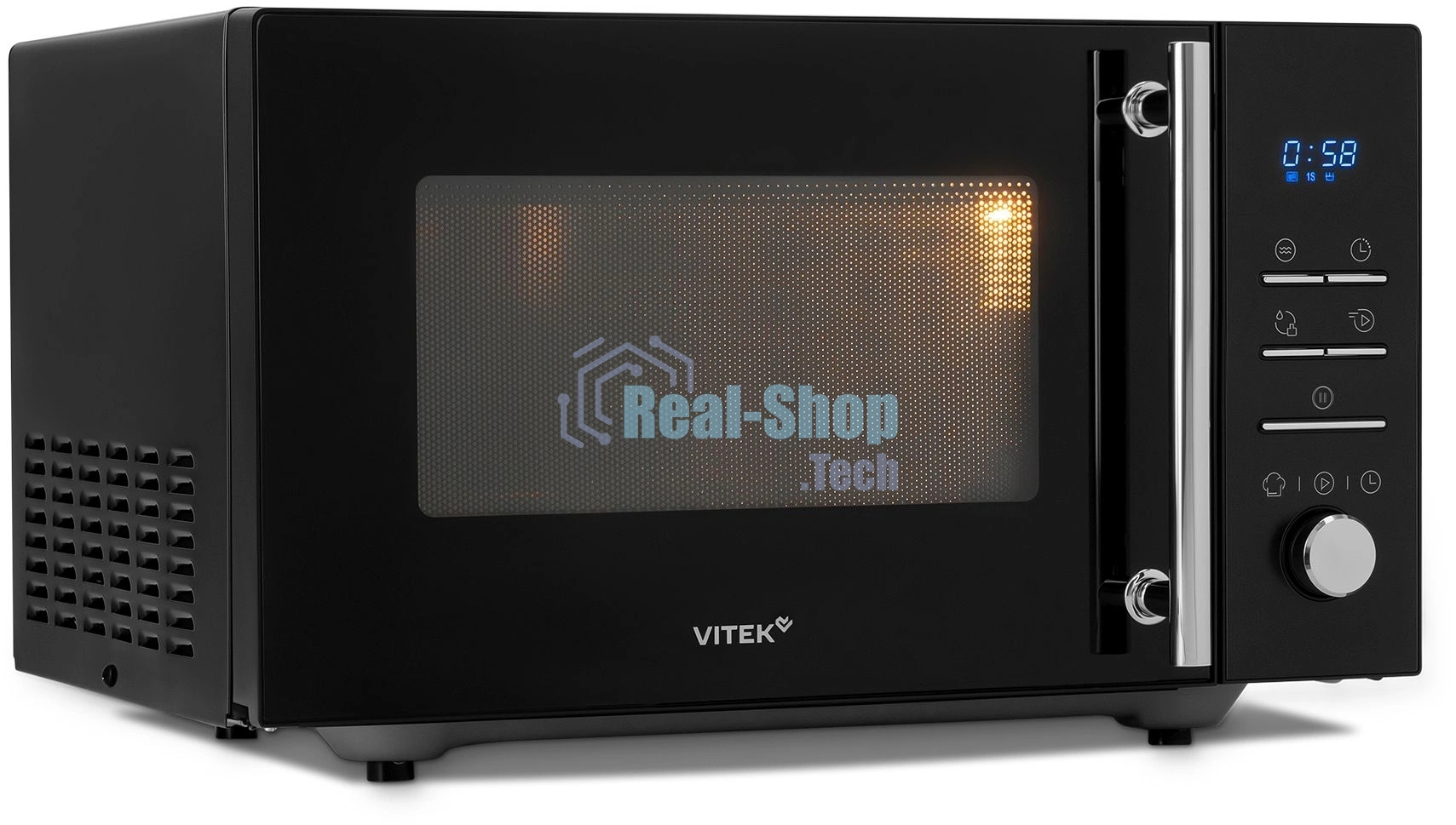 Микроволновая печь Vitek VT-MW1323 черный, 23 л, 900 Вт, переключатели - кнопки, поворотный механизм