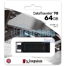 Флешка USB Kingston DataTraveler DT70 (DT70/64Gb), 64Gb, USB-C 3.2 Gen 1, R/W 70/45, черный