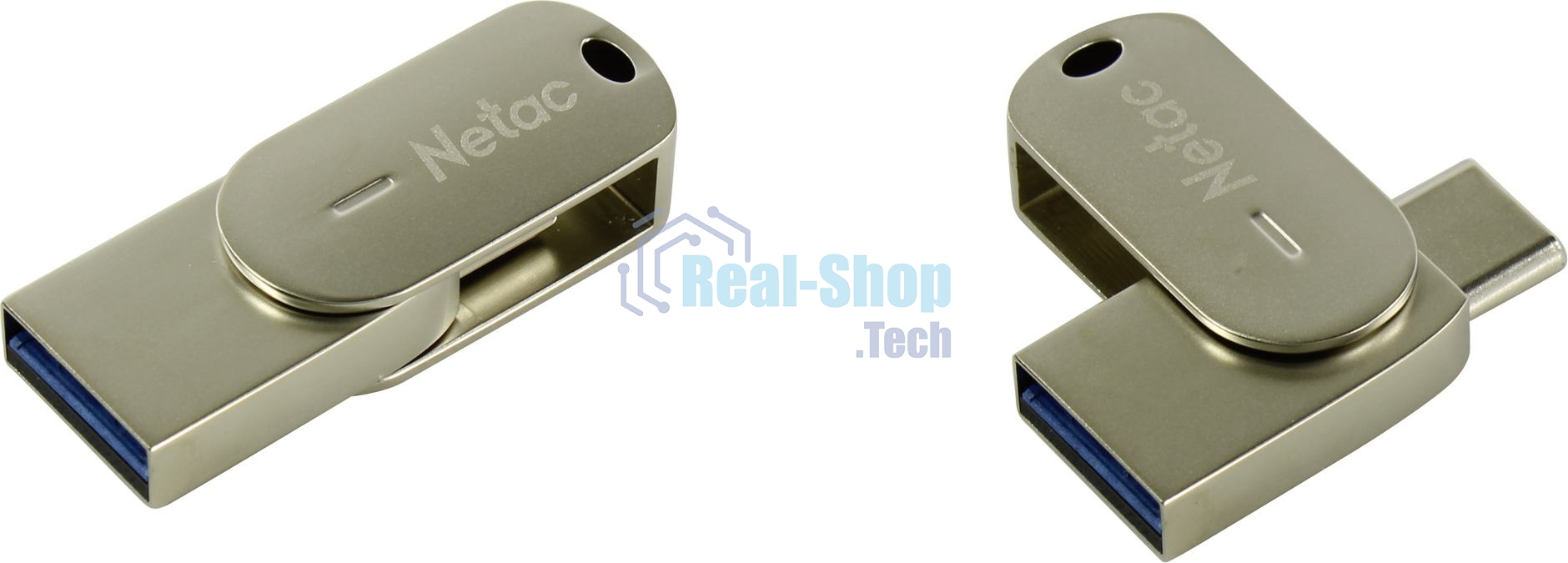 Флешка USB Netac U785 (NT03U785C-032G-30PN), 32Gb, USB 3.0/TypeC, R/W 110/45, серебристый