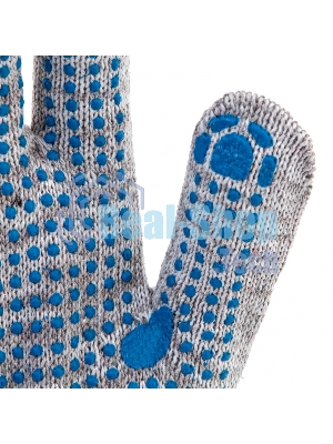 Перчатки трикотажные, с ПВХ точкой, серый меланж, 10 класс Россия