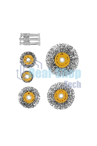 Набор щеток для дрели Denzel 5 Плоских 25-38-50-63-75 мм, шпилька, нерж. вит. проволока