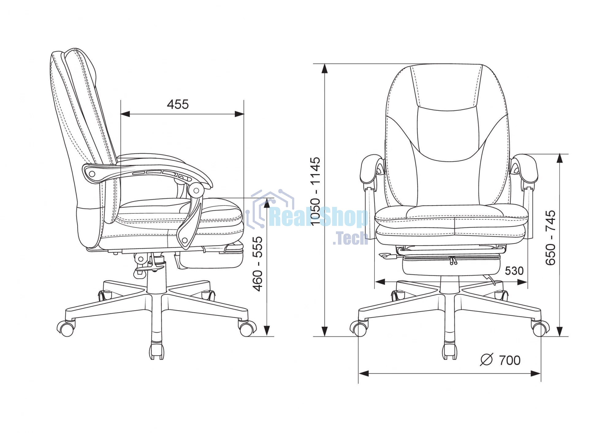 Кресло руководителя Бюрократ CH-868N-F черный, эко.кожа, крестов. пластик, подст. для ног