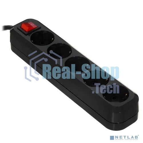 Сетевой фильтр 5bites SP5B-318 5S, 3x1.5 мм2, 16A, ABS, 1.8 м, черный