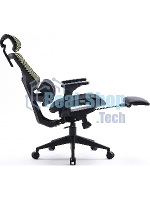 Кресло Cactus CS-CHR-MC01-LGNBK салатовый, сетка, подголовник, подставка для ног