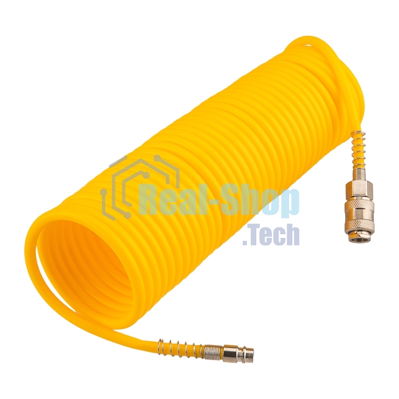 Шланг спиральный для компрессора Kranz с быстросъемным соединением, 10 м