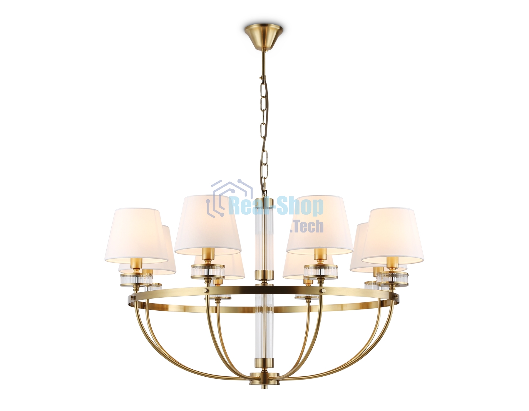 Люстра Ambrella light LH71253/8 BS/WH латунь/белый E14/8 max 40W D870*990
