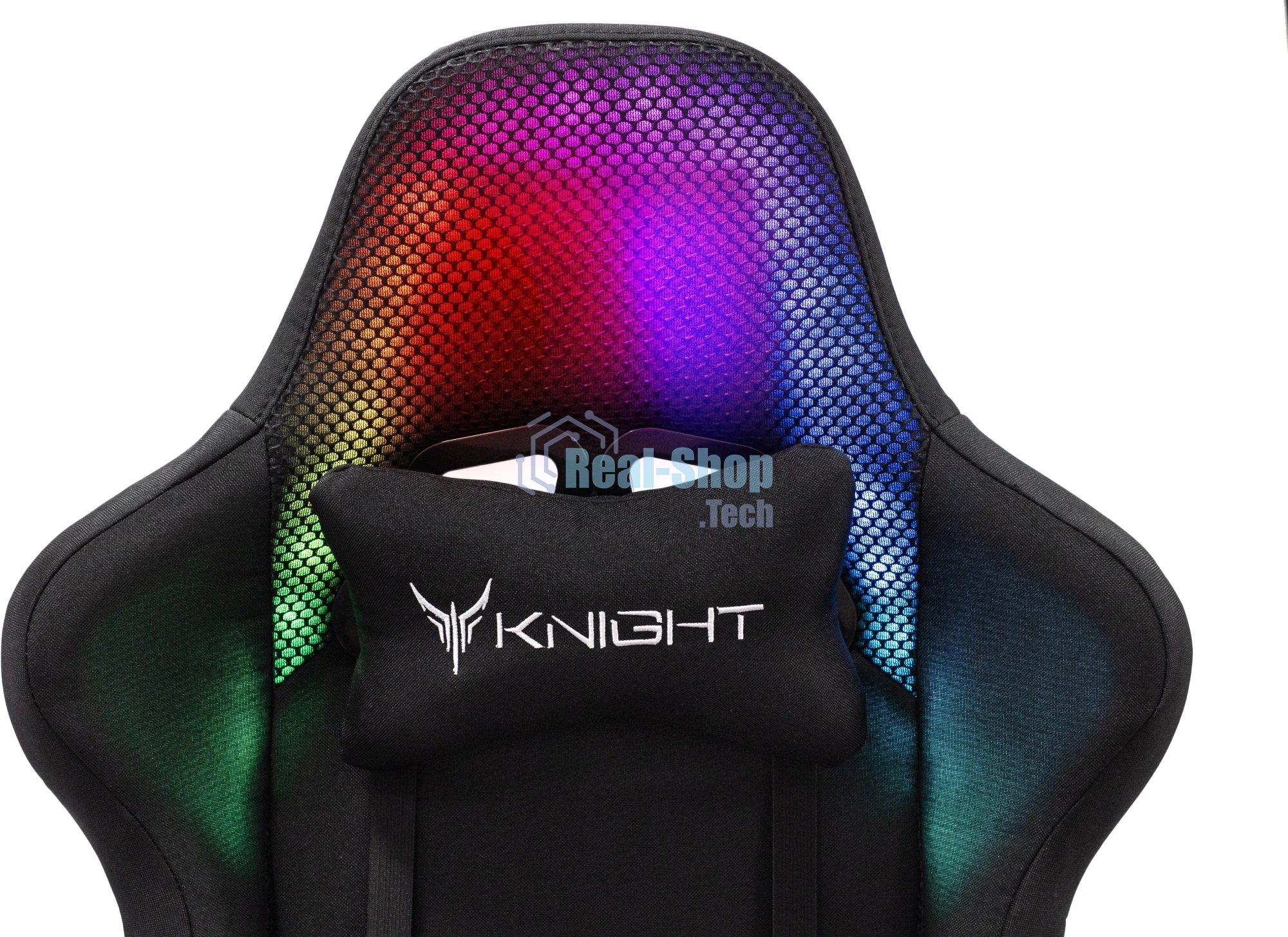 Кресло игровое Knight Wolf RGb черный, крестов. пластик