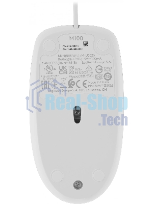 Мышь проводная Logitech M100 белый, 1000 dpi, USB, кнопки - 3