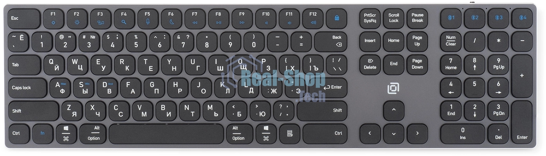 Клавиатура Oklick K867W беспроводная, Bluetooth, радиоканал, серый