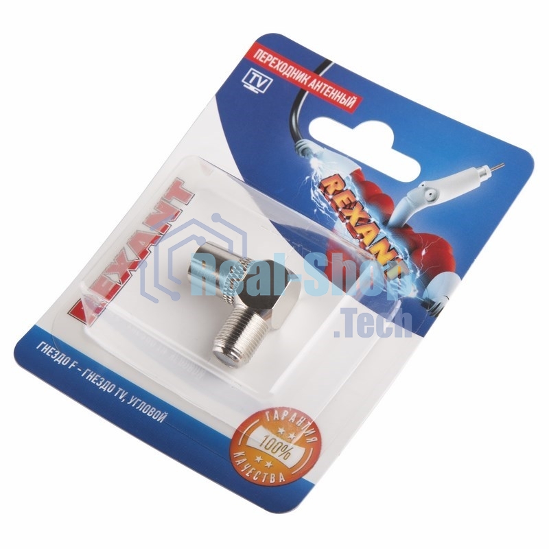 Переходник антенный гнездо F-гнездо TV угловой блист. Rexant 06-0026-A