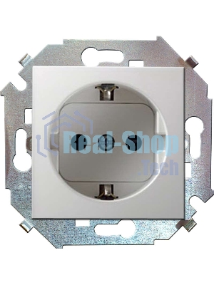 Механизм розетки 1-м СП Simon15 защ. шторки с заземл. белый Simon 1591443-030