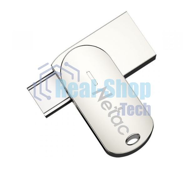 Флешка USB Netac U785 (NT03U785C-032G-30PN), 32Gb, USB 3.0/TypeC, R/W 110/45, серебристый