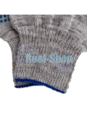 Перчатки трикотажные, с ПВХ точкой, серый меланж, 10 класс Россия