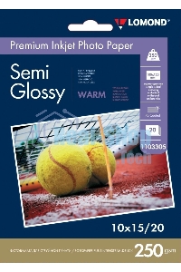 Фотобумага ПРЕМИУМ для стр.печати Lomond 250 г/м2 односторонняя Semi-Glossy Warm 10х15 см (20 л)