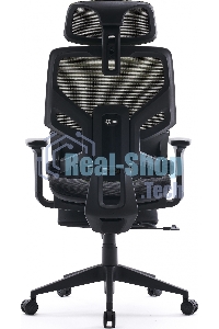 Кресло офисное Cactus CS-CHR-MC01-LGNBK салатовый, сиденье черный, сетка/ткань, с подголов. крестов. пластик, подст. для ног