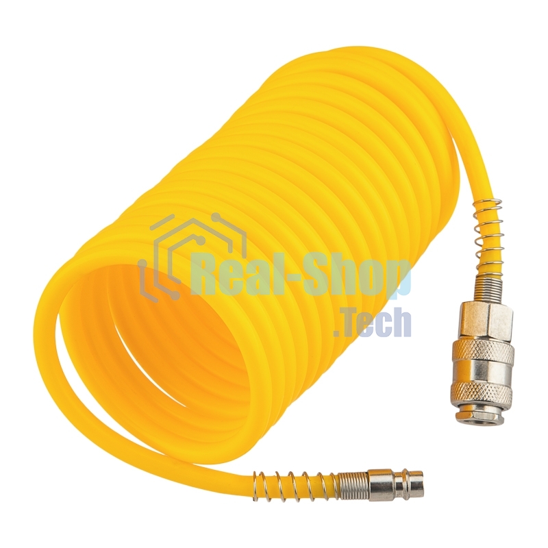 Шланг спиральный для компрессора Kranz с быстросъемным соединением, 5м