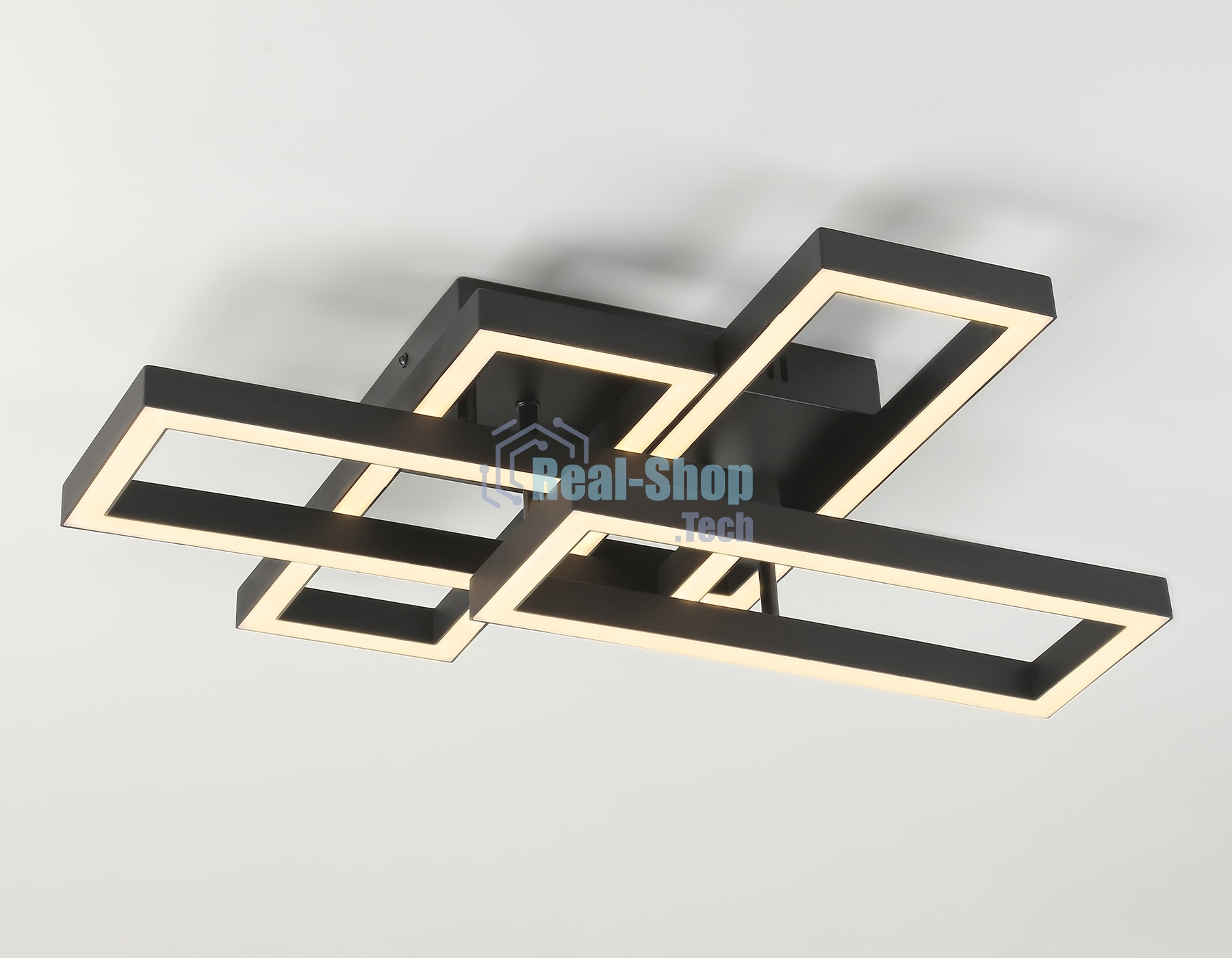 Потолочный светодиодный светильник Ambrella light FA1002/2+2 BK черный 65W 3000K-6400K 550*453*130 (ПДУ ИК)