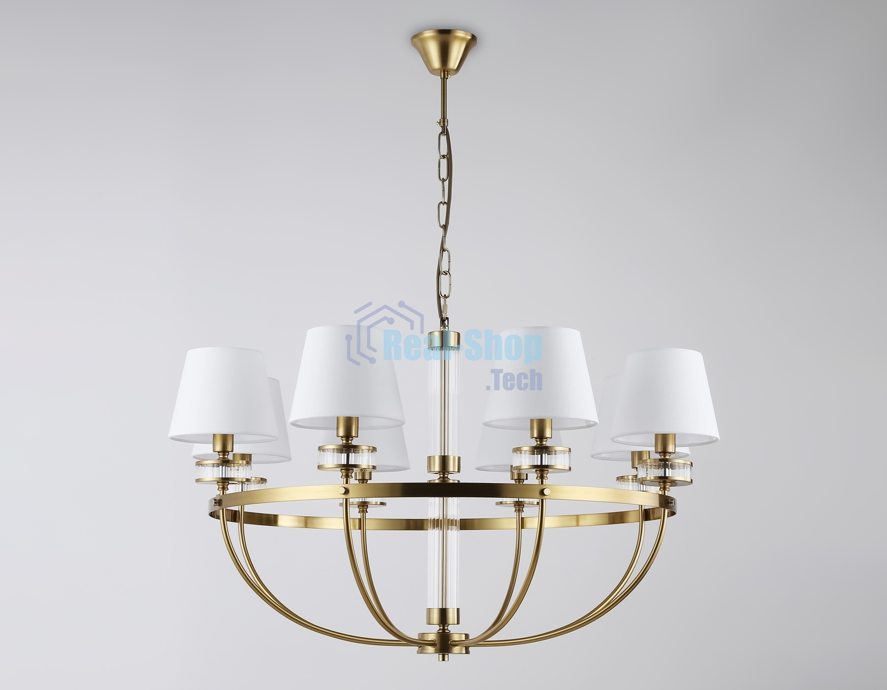 Люстра Ambrella light LH71253/8 BS/WH латунь/белый E14/8 max 40W D870*990