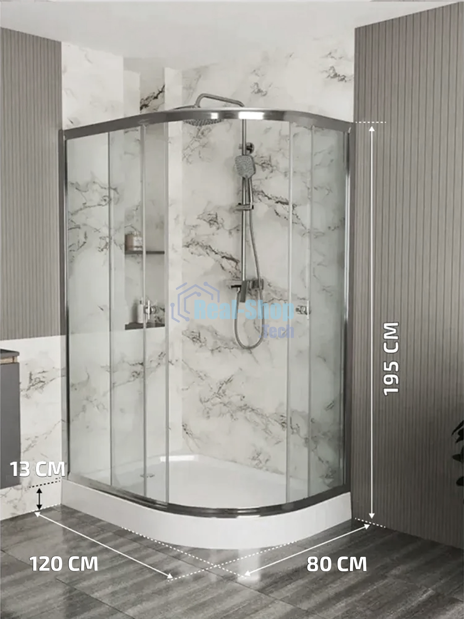 Душевой уголок BAU Dream Hit с поддоном 120x80х195, прозрачное закаленное стекло, хромированный проф