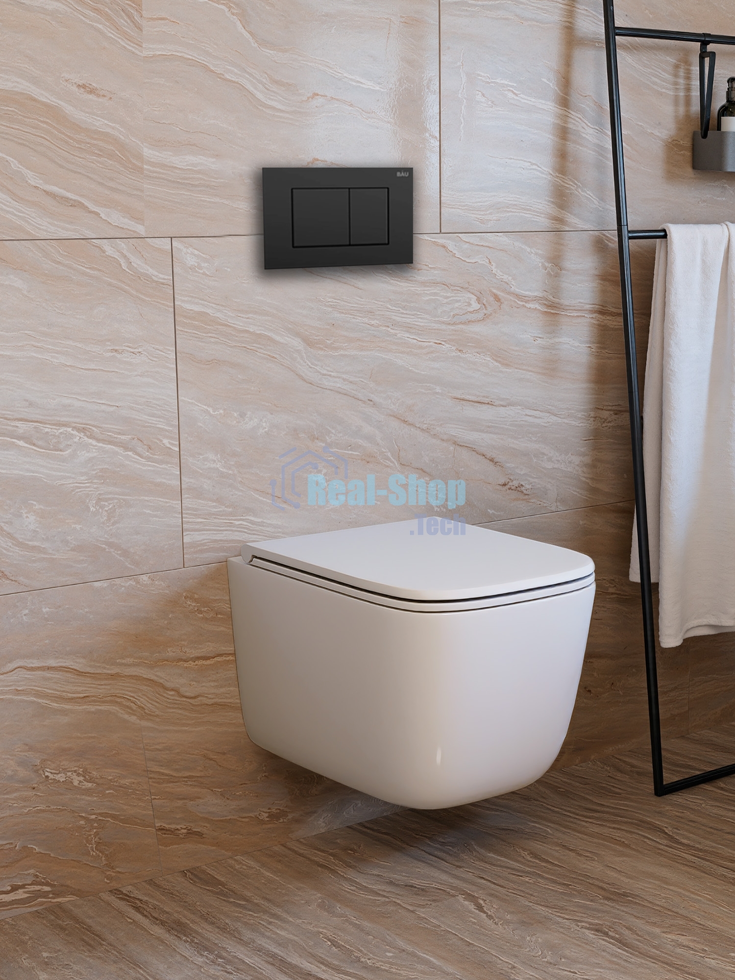 Инсталляция с унитазом комплект BAU PRO 6 в 1: унитаз подвесной безободковый торнадо Bau Dream 51х35, быстросъемное сиденье микролифт, кнопка смыва BAU Stil, черный матовый