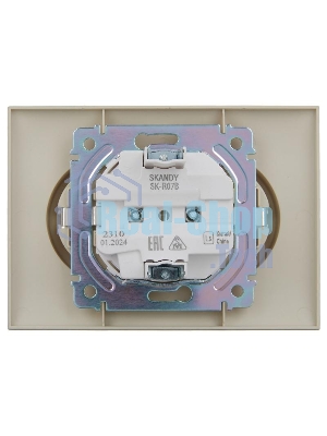 Розетка 2-местная IEK SKANDY SK-R07B (SK-R24-16-K10-F) с заземлением, с защитными шторками 16А в сборе, бежевый