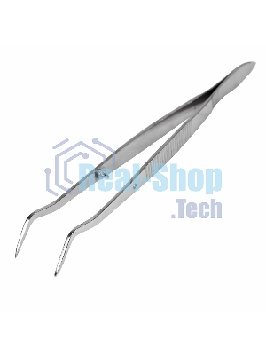 Пинцет изогнутый Rexant узкий, фиксатор, рифленый 160 мм
