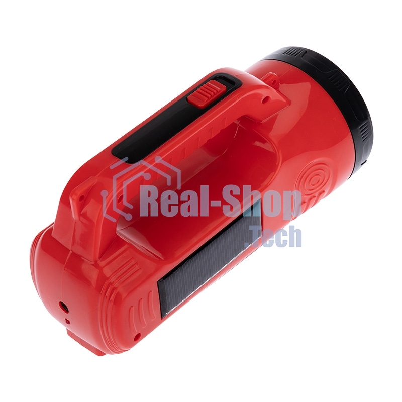 Прожектор поисковый с головным и боковым светом, с солнечной батареей, индикатор зарядки, выносное зарядное устройство и наплечный ремень в комплекте