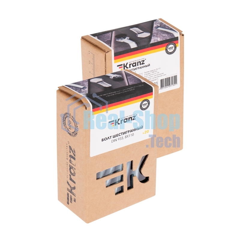 Болт шестигранный Kranz DIN 933, 8х110, упаковка поставщика (24 кг./500 шт.)