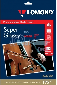 Фотобумага Lomond cуперглянцеваятепло-белая (Super Glossy Warm) микропористая, 195/A4/20л.(К)