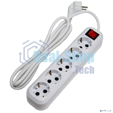 Сетевой фильтр 5bites SP5W-318 5S, 3x1.5мм2, 16A, ABS, 1.8M, белый