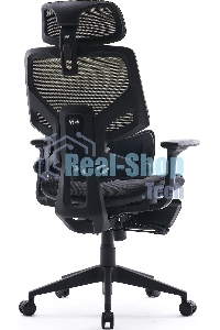 Кресло офисное Cactus CS-CHR-MC01-LGNBK салатовый, сиденье черный, сетка/ткань, с подголов. крестов. пластик, подст. для ног