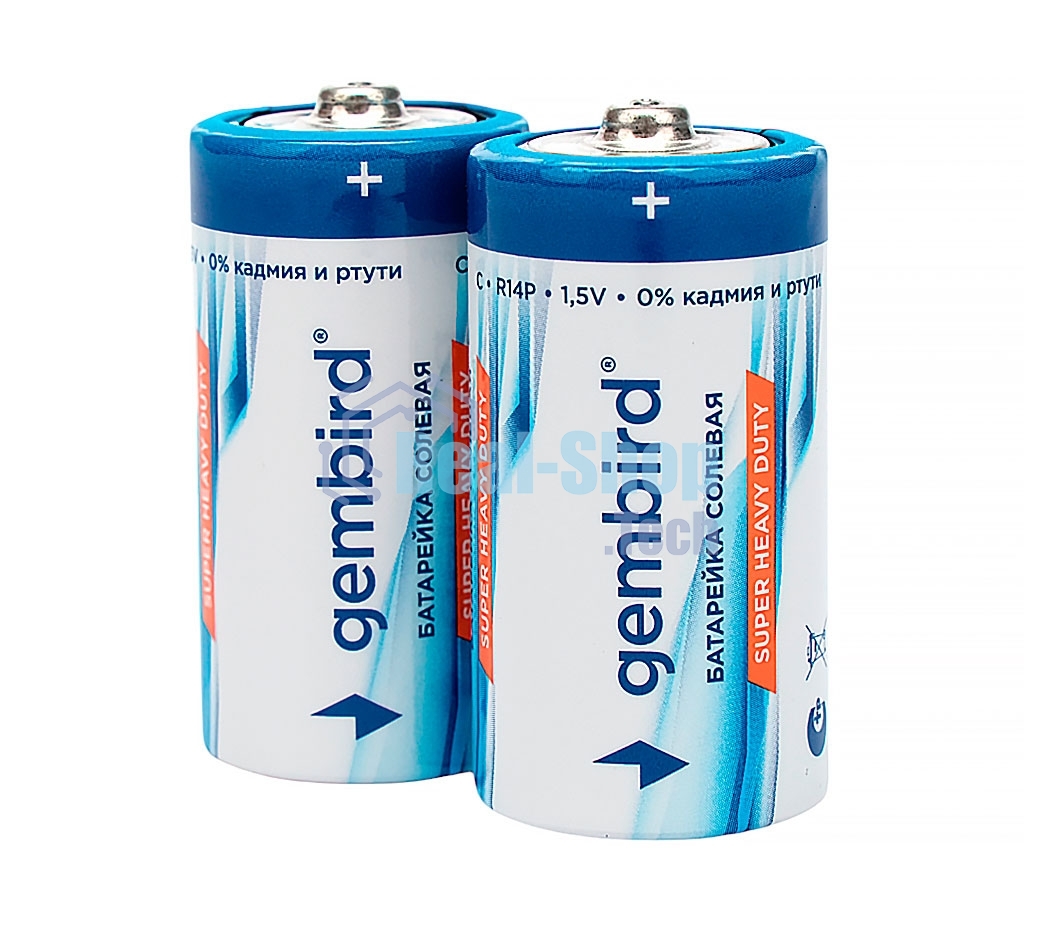 Батарейки солевые Gembird Gb-R14P-2F, тип С(R14P), 2шт, пленка