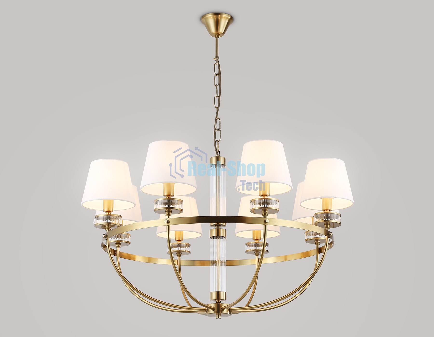 Люстра Ambrella light LH71253/8 BS/WH латунь/белый E14/8 max 40W D870*990