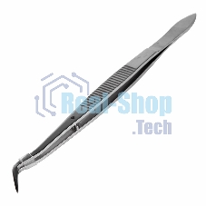 Пинцет изогнутый Rexant узкий, фиксатор, рифленый 160 мм